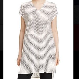 Eileen Fisher Linen High-Low V-Neck Tunic Top